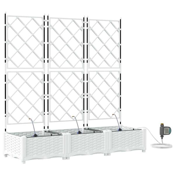 vidaXL Z&aacute;hradn&yacute; kvetin&aacute;č 3 pcs Biela Oceľ