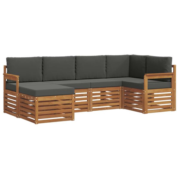 vidaXL Sada rohov&yacute;ch gaučov s vank&uacute;&scaron;om 6 pcs Pr&iacute;rodn&aacute; a antracitov&aacute;