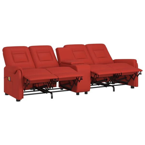 vidaXL 4-miestne sklápacie masážne kreslo+držiak na poháre, vínové