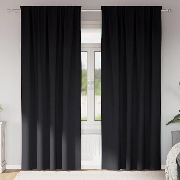 vidaXL Z&aacute;clony na zatemnenie s kr&uacute;žkami 2 pcs Čierna 260 x 140 cm