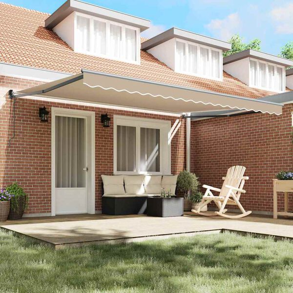 vidaXL Markíza Béžová 4,5 × 3 m Polyester a kov