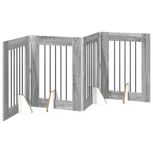 vidaXL Skladacia psia br&aacute;na so stojanmi 4 pcs Siv&aacute; sonoma 241 cm