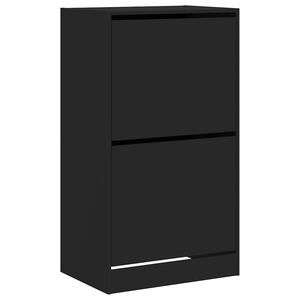 vidaXL Botn&iacute;k s 2 v&yacute;klopn&yacute;mi z&aacute;suvkami čierny 60x42x108 cm