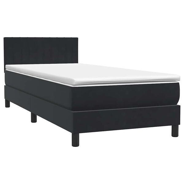 vidaXL Posteľn&yacute; r&aacute;m boxspring s matracom čierny 90x210 cm zamat