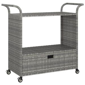 vidaXL Barov&yacute; voz&iacute;k so z&aacute;suvkou siv&yacute; 100x45x97 cm polyratan