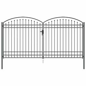 vidaXL Br&aacute;na do plotu so z&aacute;mkom Siv&aacute; 301 x 224,5 cm Oceľ