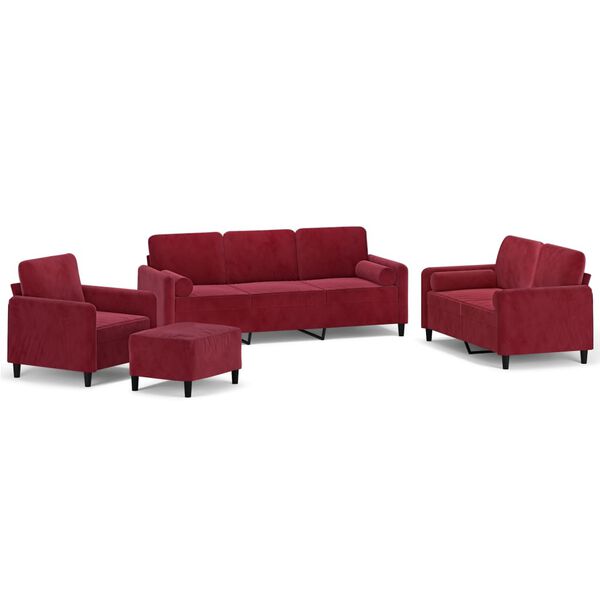 vidaXL 4-dielna sedacia s&uacute;prava s vank&uacute;&scaron;mi v&iacute;nov&aacute; zamat