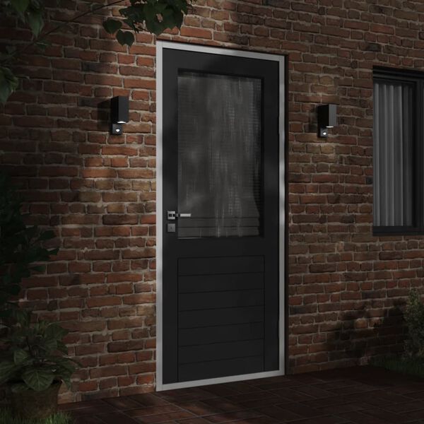 vidaXL Vonkajšie nástenné svietidlo so senzorom čierne liaty hliník