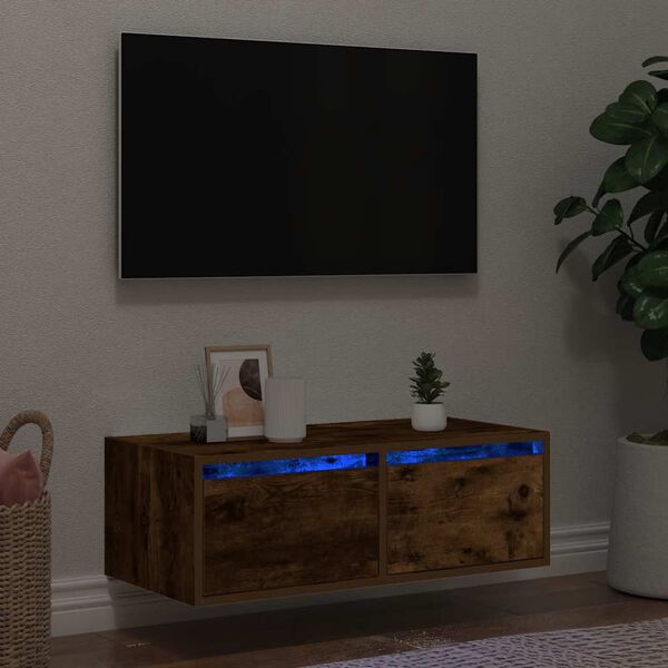vidaXL TV skrinka s LED svetlami dymov&yacute; dub 75x35,5x25 cm