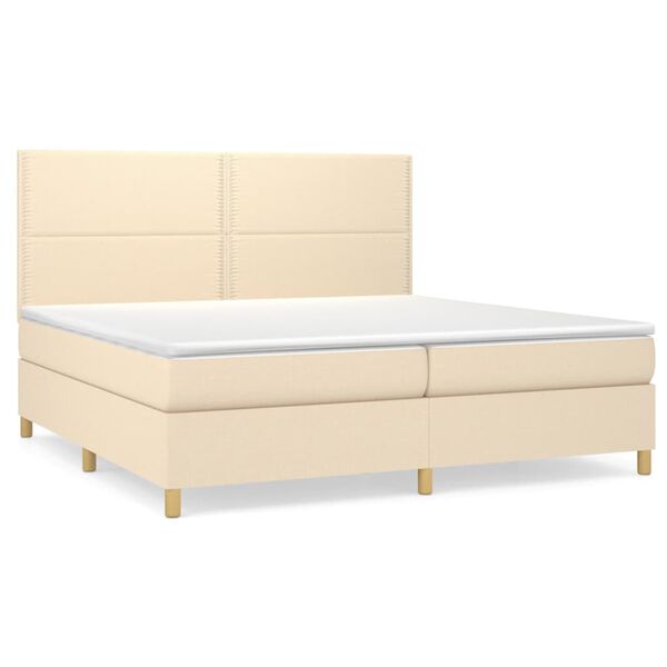 vidaXL Boxspring posteľ s matracom kr&eacute;mov&aacute; 200x200 cm l&aacute;tka
