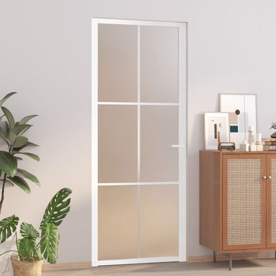 vidaXL Vnútorné dvere 83x201,5 cm biele matné sklo a hliník