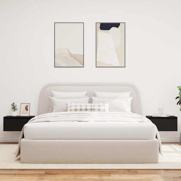 vidaXL N&aacute;stenn&eacute; nočn&eacute; skrinky s LED osvetlen&iacute;m 2 ks čierne dub