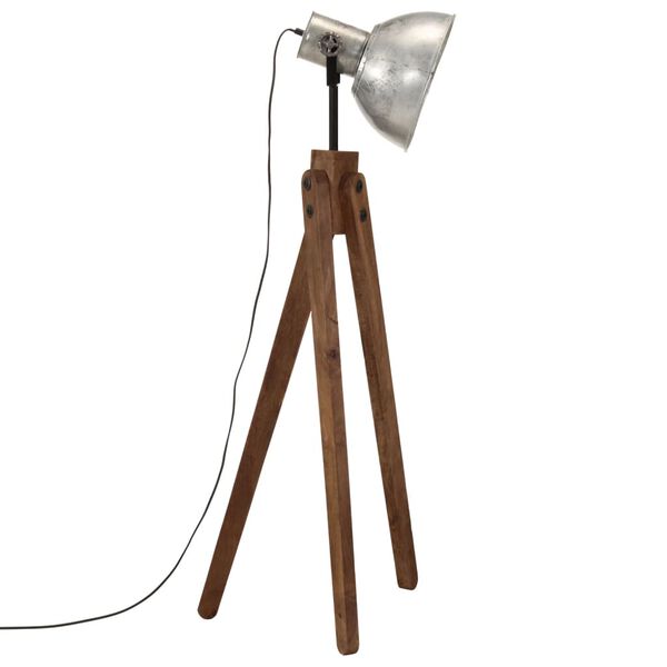 vidaXL Podlahov&aacute; lampa 25 W starožitn&aacute; strieborn&aacute; 45x45x120 cm E27