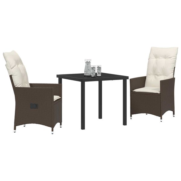 vidaXL Z&aacute;hradn&yacute; jed&aacute;lensk&yacute; set s vank&uacute;&scaron;om 3 pcs Hned&aacute; Poly ratan