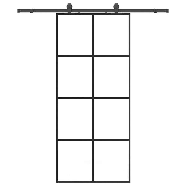 vidaXL Posuvné dvere s kovaním čierne 90x205 cm ESG sklo