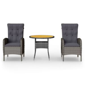 vidaXL 3-dielna z&aacute;hradn&aacute; bistro s&uacute;prava polyratan siv&aacute;