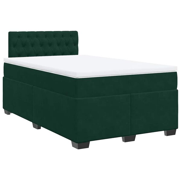 vidaXL Boxspring posteľ s matracom, tmavozelen&aacute; 120x190cm, zamat