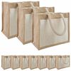 vidaXL Jutov&eacute; ta&scaron;ky s vreckom 10 Pr&iacute;rodn&aacute; a biela 26 x 22 x 14 cm