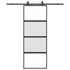 vidaXL Posuvn&eacute; dvere s kovan&iacute;m čierne 76x205 cm tvrden&eacute; sklo