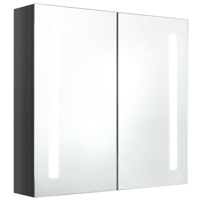 vidaXL LED kúpeľňová zrkadlová skrinka žiarivá sivá 62x14x60 cm