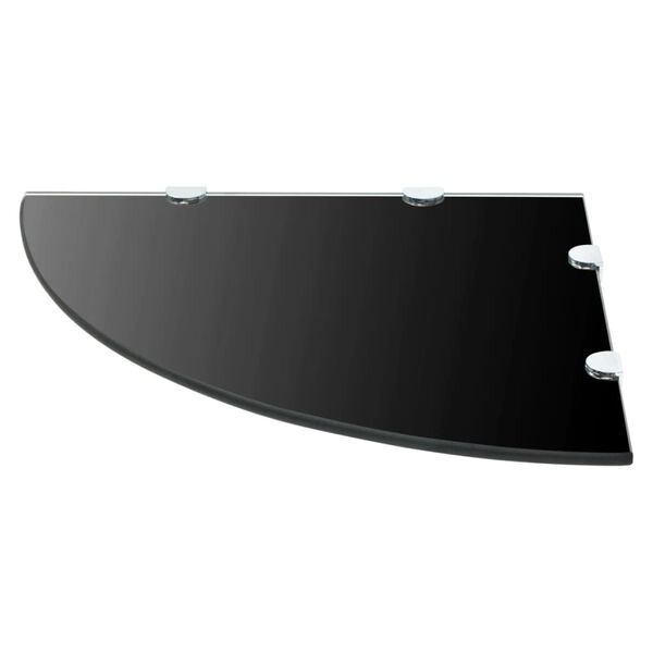 vidaXL Sklenená rohová polička s chrómovanou podperou, čierna, 45x45 cm