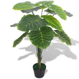vidaXL Umel&aacute; rastlina, kolok&aacute;zia s kvetin&aacute;čom 85 cm, zelen&aacute;
