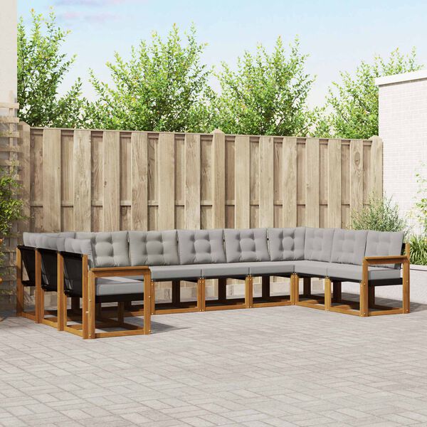 vidaXL Z&aacute;hradn&aacute; s&uacute;prava gaučov s vank&uacute;&scaron;om 10 pcs Pr&iacute;rodn&aacute; a svetlosiv&aacute;