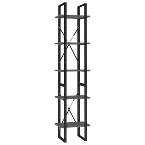 vidaXL Knižnica s 5 policami, siv&aacute; 40x30x175 cm, kompozitn&eacute; drevo