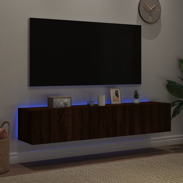 vidaXL TV n&aacute;stenn&eacute; skrinky s LED svetlami 2 ks hned&yacute; dub 80x35x31 cm