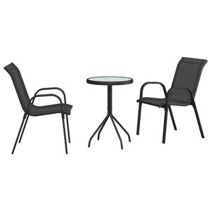 vidaXL Záhradný bistro set 3 pcs Čierna Oceľ
