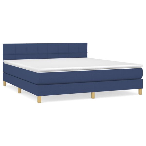 vidaXL Posteľn&yacute; r&aacute;m boxspring s matracom modr&yacute; 160x200 cm l&aacute;tka