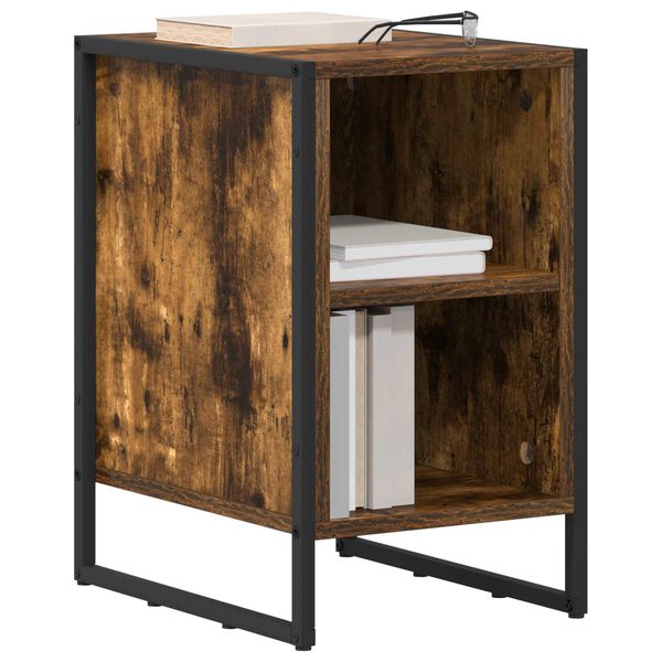 vidaXL Nočn&yacute; stol&iacute;k Dymov&yacute; dub 39.5 x 30 x 50 cm Kompozitn&eacute; drevo