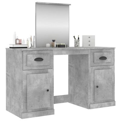 vidaXL Toaletný stolík so zrkadlom betónové sivý 130x50x132,5 cm