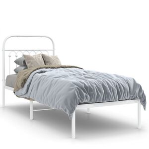 vidaXL Kovov&yacute; r&aacute;m postele bez matraca s čelom biely 75x190cm