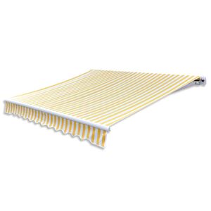 vidaXL Ručne ovl&aacute;dan&aacute; zaťahovacia mark&iacute;za 300 cm žlto-biela
