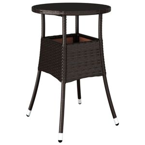 vidaXL Z&aacute;hradn&yacute; st&ocirc;l &Oslash;60x75 cm tvrden&eacute; sklo a polyratan hned&yacute;