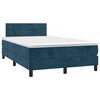 vidaXL Boxspring posteľ s matracom, tmavomodr&aacute; 120x190 cm, zamat
