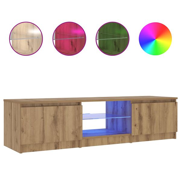 vidaXL TV skrinka s LED dub artisan 140x40x36 cm kompozitn&eacute; drevo