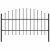 vidaXL Z&aacute;hradn&yacute; plot Woerden s vrchnou časťou v tvare o&scaron;tepu, oceľov&yacute; 170x100 cm, čierny