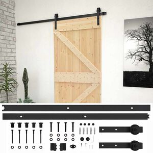 vidaXL Posuvn&eacute; dvere 90 x 210 cm Borovicov&yacute; mas&iacute;v Pr&iacute;rodn&aacute; a čierna