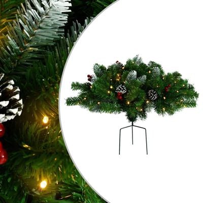 vidaXL Osvetlený umelý vianočný stromček k chodníku, zelený 40 cm, PVC