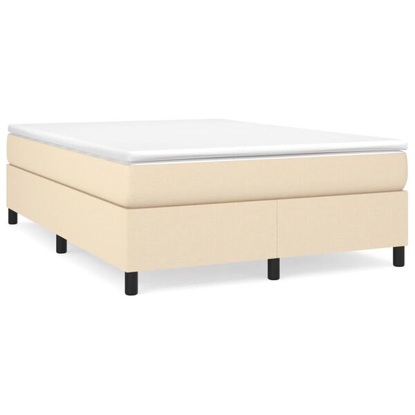 vidaXL Posteľný rám boxspring s matracom krémový 140x200 cm látka
