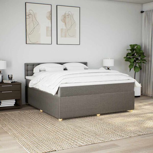 vidaXL Posteľn&yacute; r&aacute;m boxspring s matracom sivohned 180x200 cm l&aacute;tka