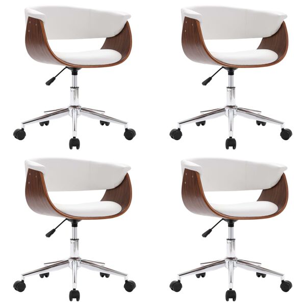 vidaXL Otočn&eacute; jed&aacute;lensk&eacute; stoličky 4 ks biele umel&aacute; koža