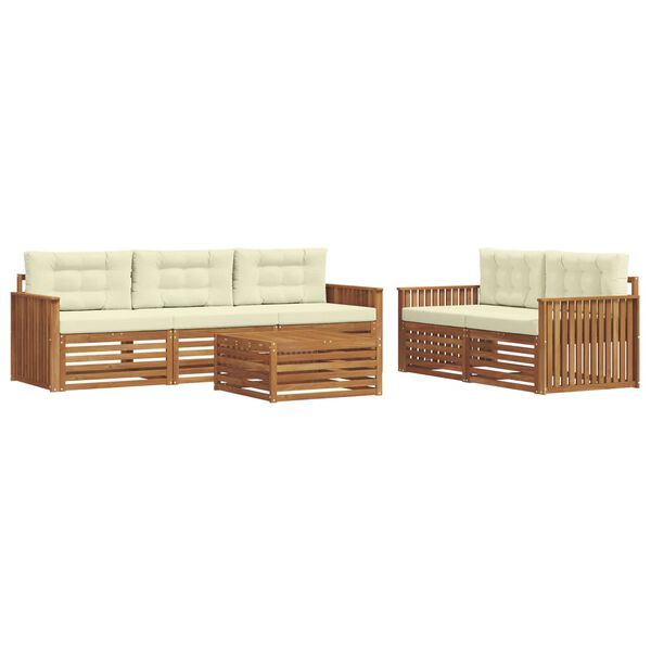 vidaXL Z&aacute;hradn&aacute; s&uacute;prava gaučov s vank&uacute;&scaron;om 6 pcs Pr&iacute;rodn&aacute; a kr&eacute;mov&aacute;