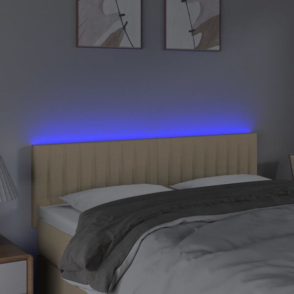 vidaXL Čelo postele s LED kr&eacute;mov&eacute; 144x5x78/88 cm l&aacute;tka