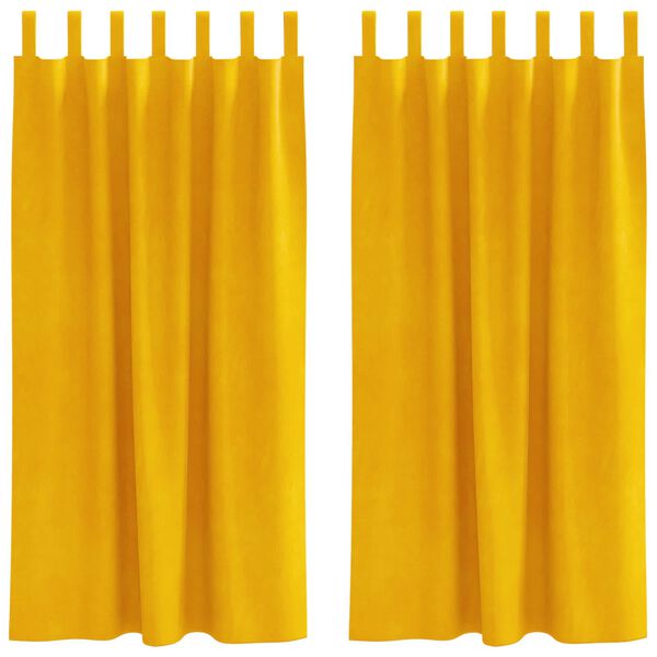 vidaXL Zatemňovacie z&aacute;vesy 2 pcs Horčicov&aacute; žlt&aacute; 140 x 175 cm Zamat