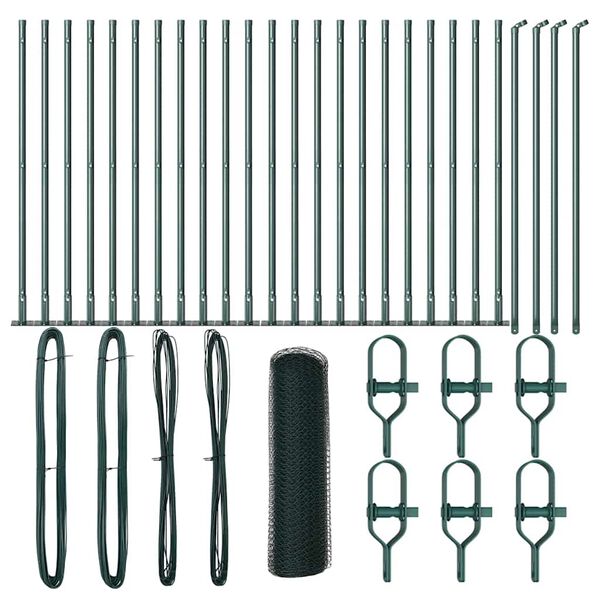 vidaXL Stĺp na plot. Zelená 50 x 0,4 m (25 mm pletivo) Ocel a PVC