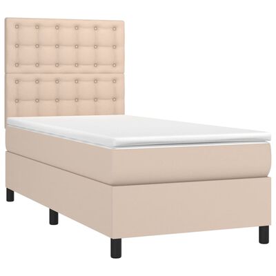 vidaXL Boxspring posteľ matrac a LED kapučínová 80x200cm umelá koža