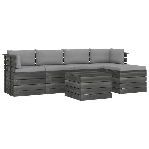 vidaXL 6-dielna z&aacute;hradn&aacute; sedacia s&uacute;prava z paliet s podložkami borovicov&yacute; mas&iacute;v